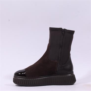 Wonders Xfly Toe Cap Platform Boot - Brown Suede
